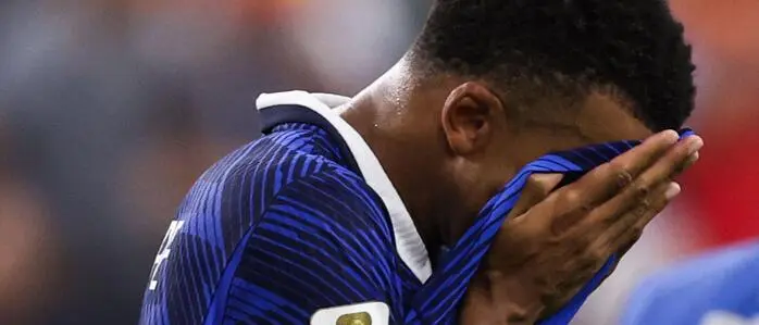 Nicht froh: Kylian Mbappe nach dem Halbfinalspiel Frankreich gegen Spanien 