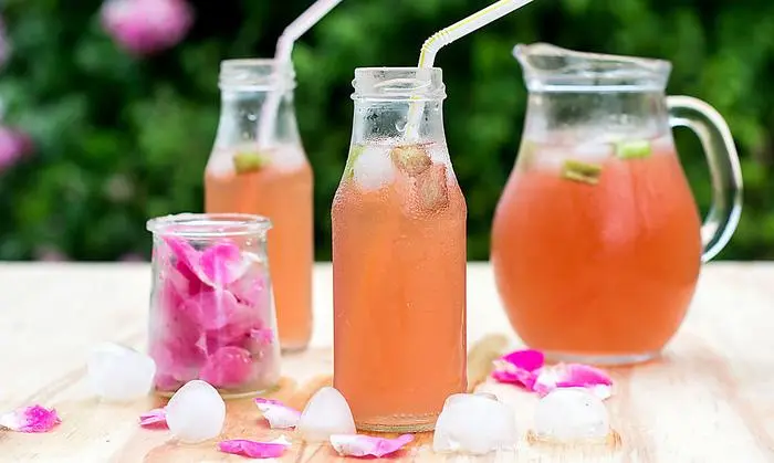 Rhabarberlimonade: harmoniert auch mit Rosen