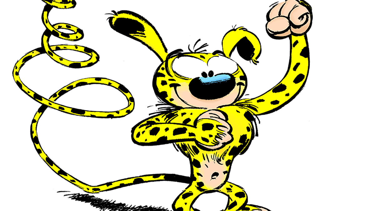 Ein Marsupilami: Stark, setzt seinen Schwanz als Waffe und Werkzeug ein und lacht gerne