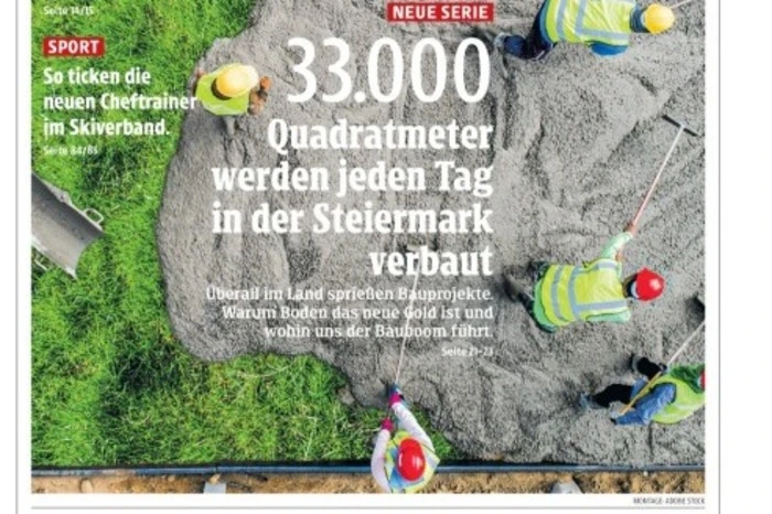 März 2022: Am 20. März thematisierten wir die Bodenversiegelung in der Steiermark, immerhin 33.000 Quadratmeter täglich. "Die Steiermark auf der Landkarte der Investoren"