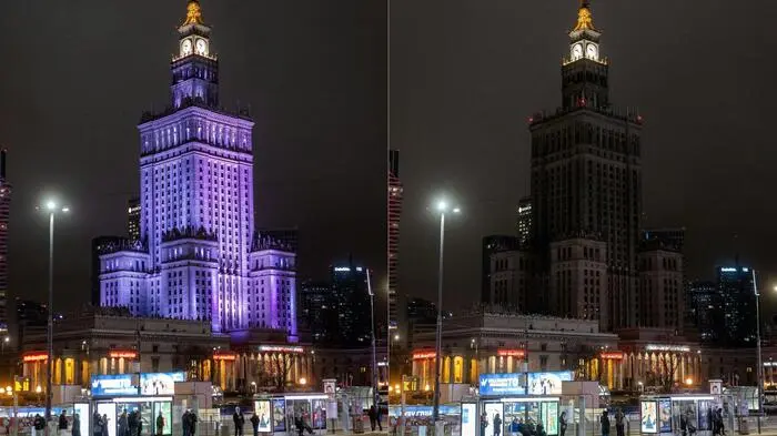 Nicht nur viele Menschen in aller Welt schalten dabei eine Stunde lang die Lichter aus - vielerorts werden auch bekannte Bauwerke 60 Minuten lang nicht mehr beleuchtet. Wie hier der Kulturpalast in Warschau. 
