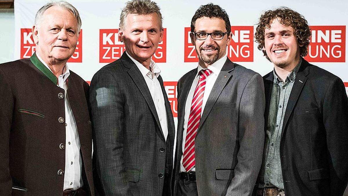 Die vier Kandidaten (von links): Matthias Unterrieder (FPÖ), Johann Pichorner (Bürgerliste), Manuel Müller (SPÖ) und David Campidell (Grüne)