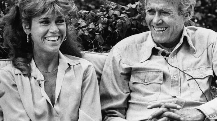 Jane Fonda mit ihrem Vater Henry Fonda (1905 - 1982) im Jahr 1979 in der "Today Show" auf NBC.