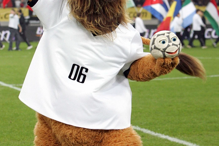 2006 in Deutschland waren Löwe Goleo VI. und der sprechende Fußball Pille die Maskottchen. Der Name Goleo beinhaltet das englische Wort für Tor ("Goal"), der spanische Ausruf ("Ole"), das englische Wort ("Go") und das lateinische Wort ("Leo").