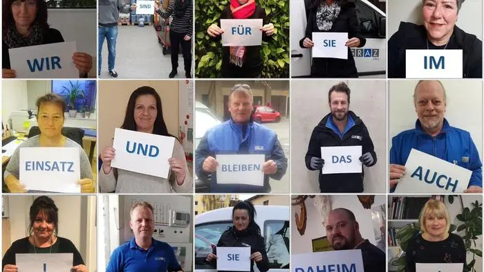 Das Reinigungsteam der GBG, das auch während Corona im Einsatz ist und für die Sauberkeit in der Stadt sorgt, hat uns diese Collage – inklusive Appell, zu Hause zu bleiben – geschickt.