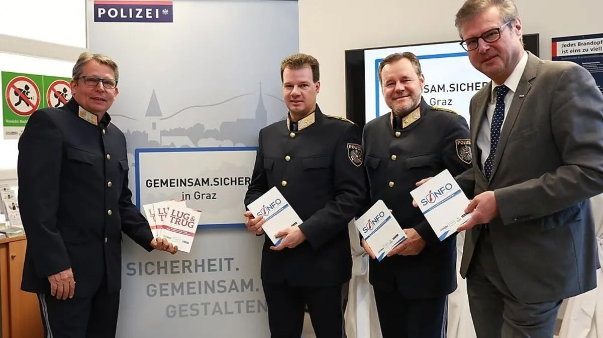 Werner Miedl, Landespolizeidirektor Gerald Ortner, Stadtpolizeikommandant Kurt Kemeter, Karl-Heinz Dernoscheg (WKO)