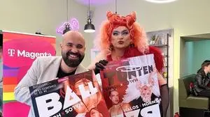 Joe Niedermayer und Drag Queen Grazia Patricia präsentierten das Motto des Tuntenballs 2024
