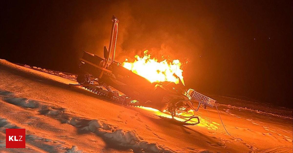 Waldbrand-auf-Weinebene-Brennendes-Schneemobil-st-rzte-ber-Skipiste-in-den-Wald