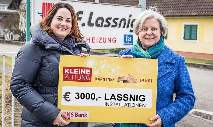 Die Firma Lassnig Installationen spendete 3000 Euro