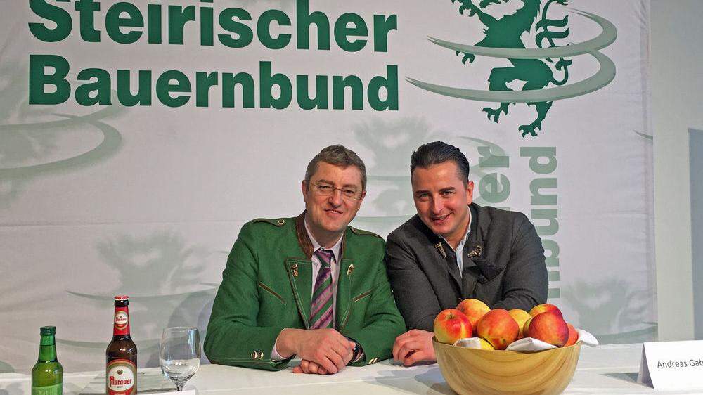 Bauernbund-Direktor Franz Tonner und Andreas Gabalier bei der Pressekonferenz am Dienstag im Steiermarkhof