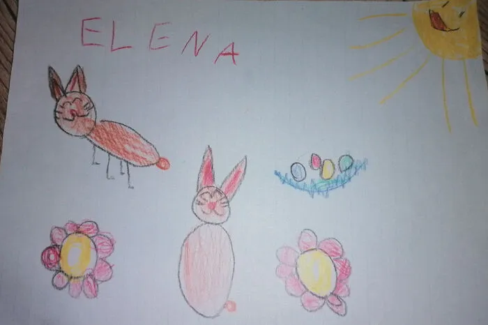Elena Hofer aus Gabersdorf ist sechs Jahre alt, sie hat dieses farbenfrohe Osterbild gemalt