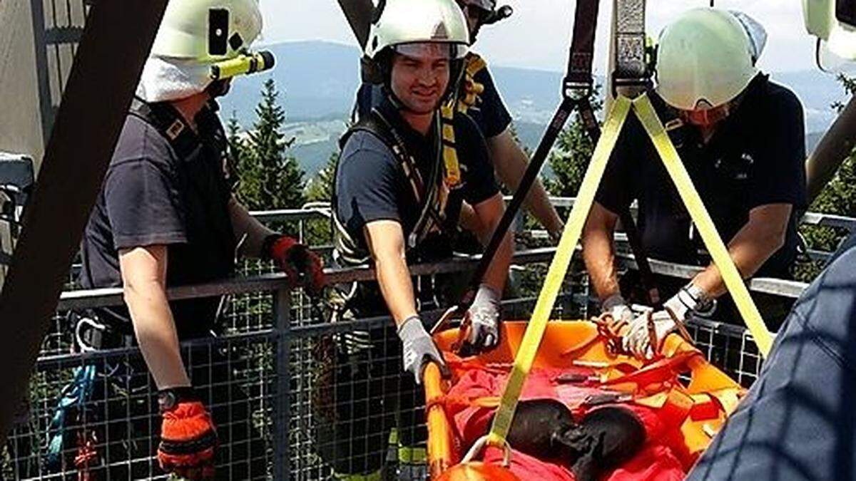 Die Mitglieder der Freiwilligen Feuerwehren gerade in Aktion