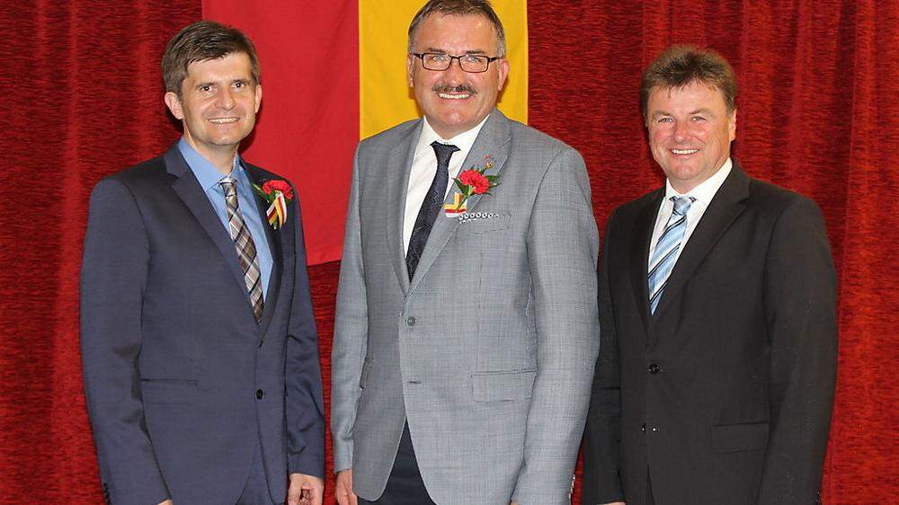 Von links: 1. Vizebürgermeister Gerhard Koller (SP), Bürgermeister und Landtagsabgeordneter Jakob Strauß (SP) und 2. Vizebürgermeister Walter Schmacher (Allianz für Sittersdorf)