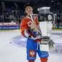 Vinzenz Rohrer, ZSC, mit Pokal, ZSC Lions - Färjestad BK, Final Champions Hockey League, Eishockey, 18.02.2025 *** Vinzenz Rohrer, ZSC, with trophy, ZSC Lions Färjestad BK, Final Champions Hockey League, ice hockey, 18 02 2025 PUBLICATIONxNOTxINxSUI