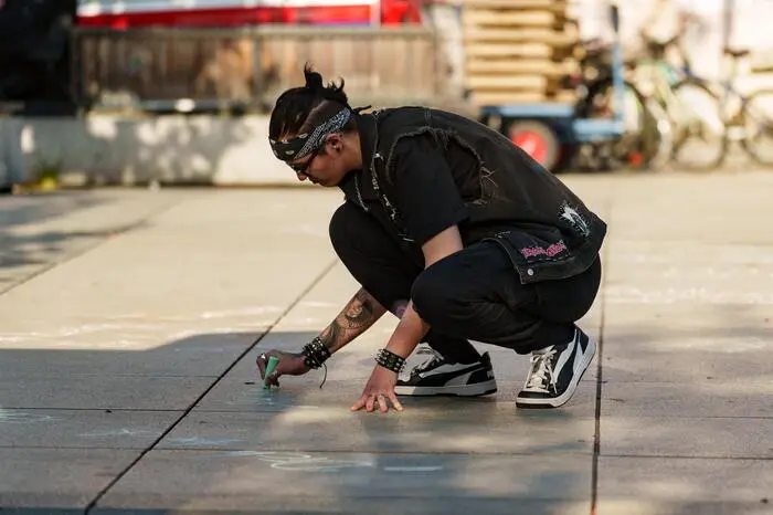 ... einer Chalk Back-Aktion der Catcalls of Graz ...