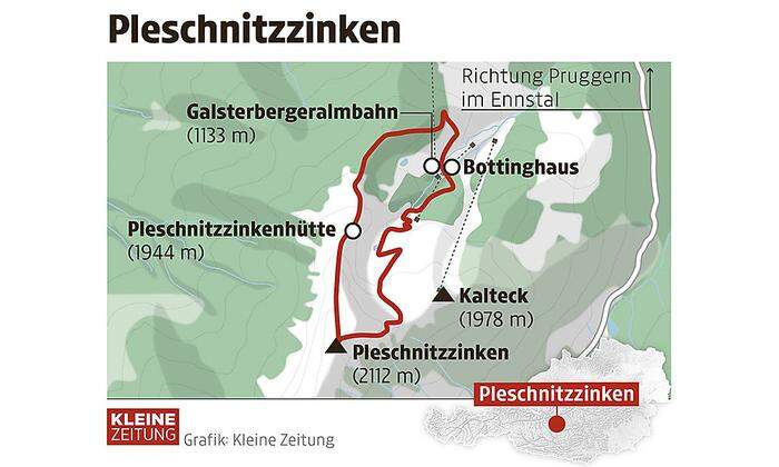 Die Route auf den Pleschnitzzinken