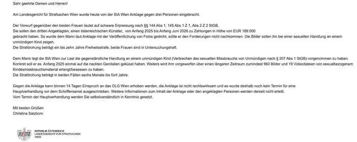 Die Pressemitteilung der Justiz