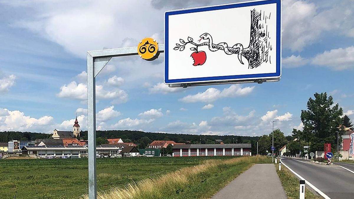 Ortsschilder wie dieses markieren die neue &quot;Straße der Lebenslust&quot;