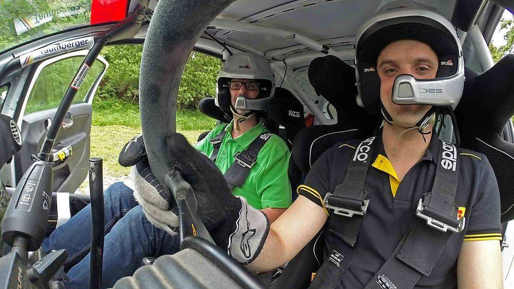 Rallye-Pilot Christoph Leitgeb mit seinem Kurzzeit-Beifahrer Hannes Steinmetz 