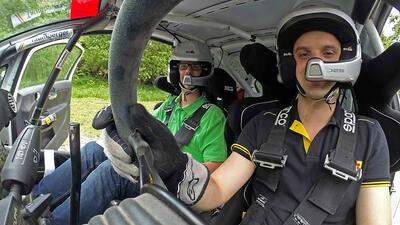 Rallye-Pilot Christoph Leitgeb mit seinem Kurzzeit-Beifahrer Hannes Steinmetz 
