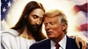 Trump mit Jesus - das KI-generierte Bild veröffentlichte der US-Präsident auf Truth Social