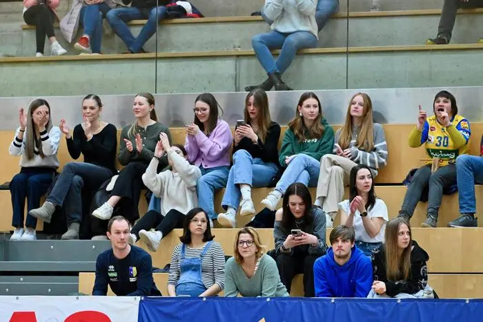 SK Aich Dob Fans, SK Zadruga Aich/Dob vs. Hypo Tirol 7.3.2024, SK Zadruga Aich/Dob vs. Hypo Tirol am 07.03.2024 in Bleiburg (Jufa Arena Bleiburg), Austria, (Photo by Bernd Stefan)