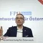 The leader of Austria's Freedom Party, Herbert Kickl, addresses a news conference, in Vienna, Austria, Tuesday, Jan 7, 2025. (AP Photo/Heinz-Peter Bader)