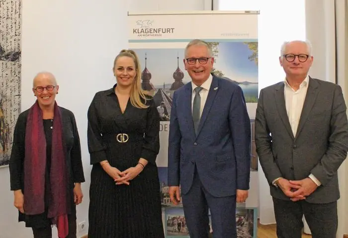 v.l. Mag. Bernadette Jobst (Abt. Klima und Umweltschutz), MMAg. Dr. Sandra Oswald-Sitter (Europäische Angelegenheiten), Vzbgm. Dr. Alexander Kastner und Gerhard Scheuer, MBA (Klagenfurt Wohnen).