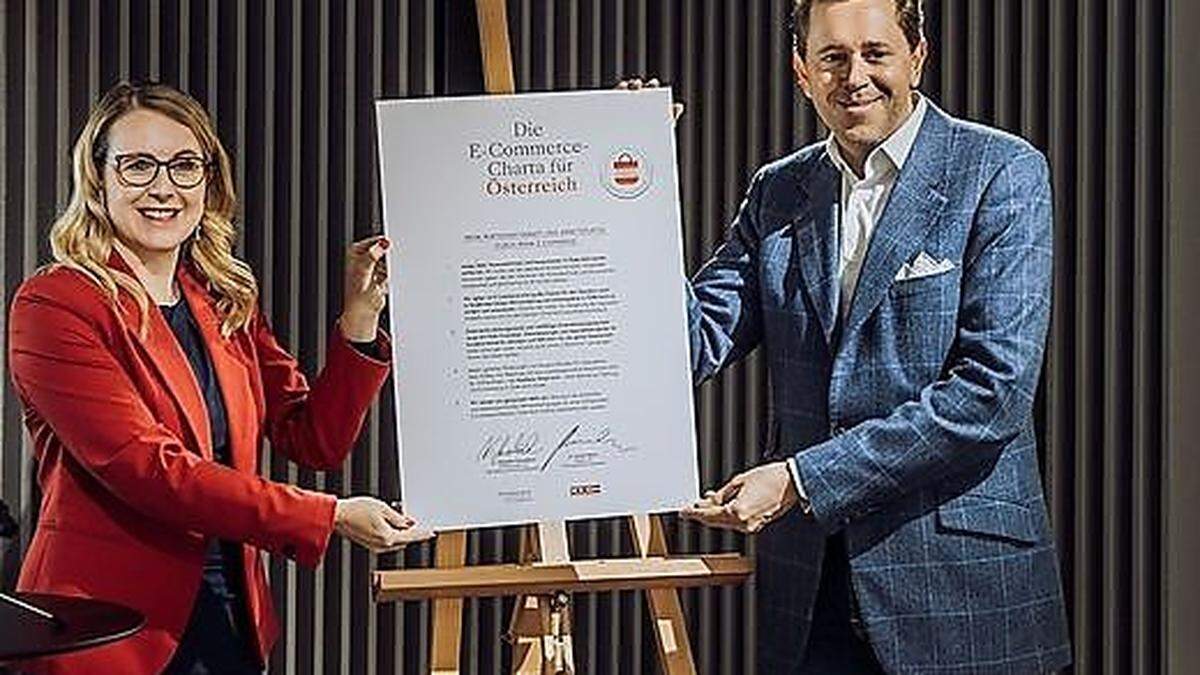 Wirtschaftsministerin Margarete Schramböck, Wirtschaftskammerpräsident Harald Mahrer