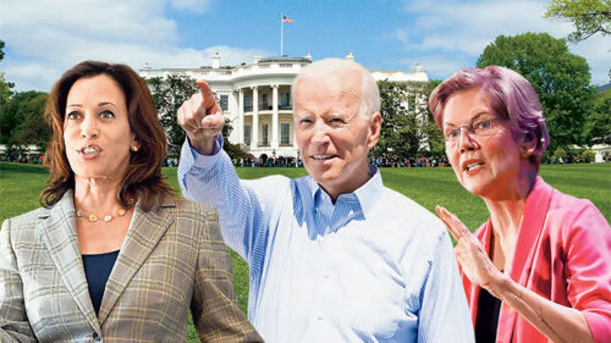 Wollen Trump "stürzen": Harris, Biden, Warren (v.l.n.r.)