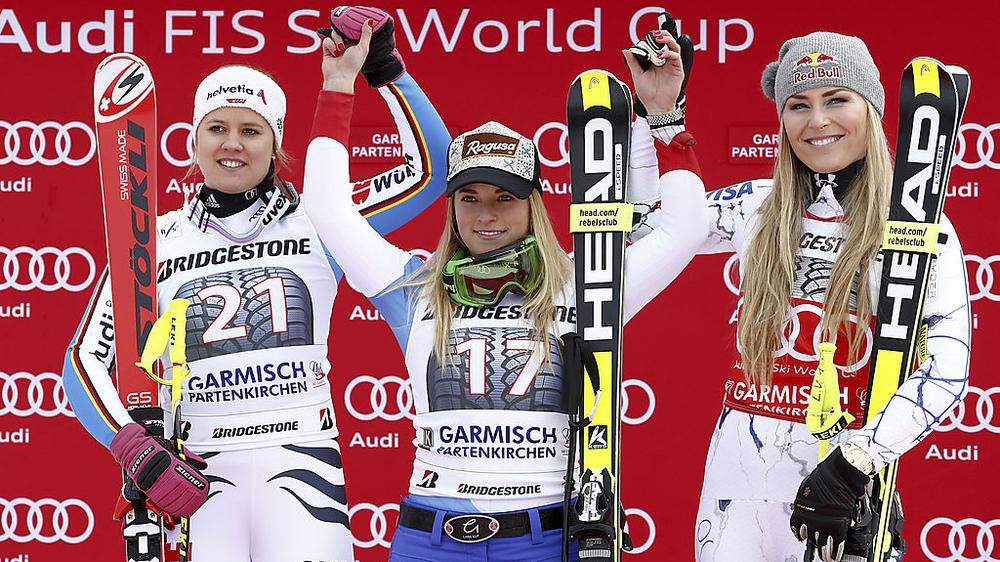 Die Schweizerin Lara Gut fuhr vor Viktoria Rebensburg und Lindsey Vonn auf Platz eins 