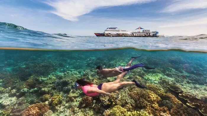 Untertauchen in Down Under: Das mehr als 2000 Kilometer lange Great Barrier Reef bietet zahlreiche Abenteuer an Australiens Ostküste. Ob Tauchen oder Schnorcheln: Die Korallenriffe sind ein Erlebnis, wobei die gestiegenen Wassertemperaturen den Korallen im Norden des Riffs zusetzen.