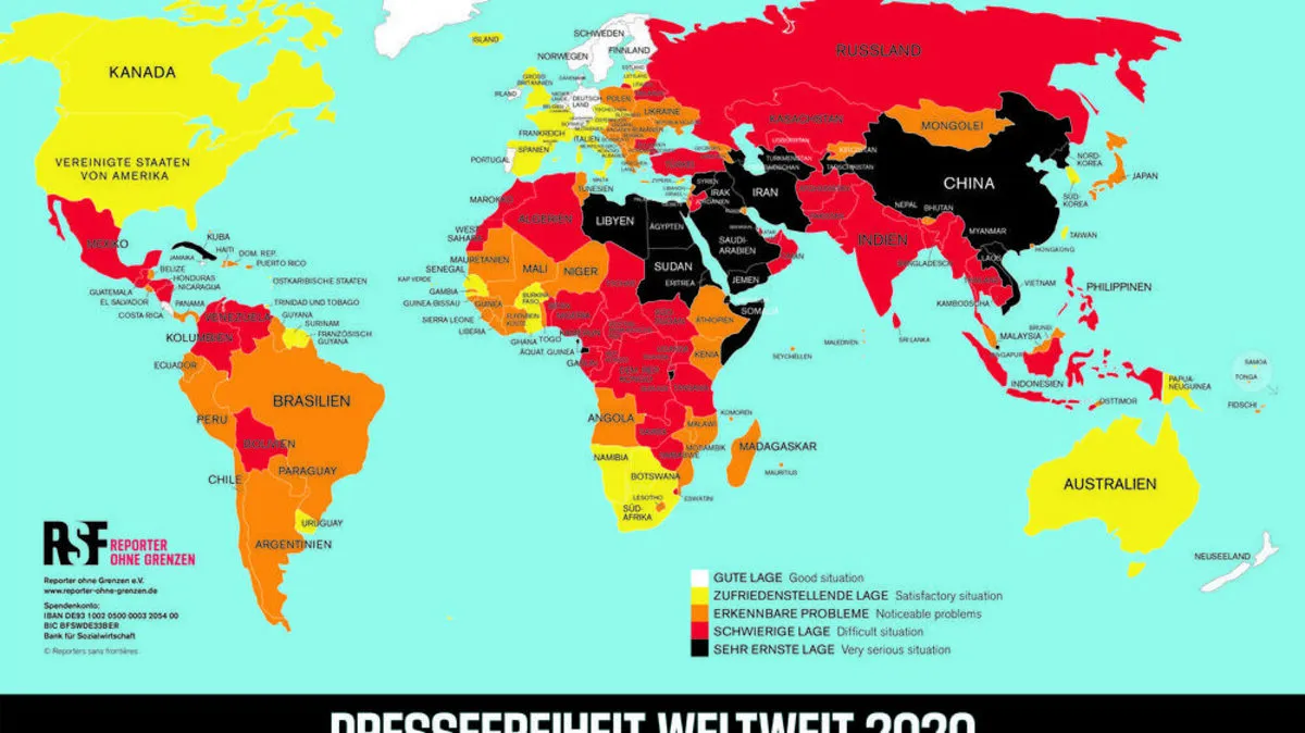 Die regierungsunabhängige Organisation "Reporter ohne Grenzen" beobachtet die Pressefreiheit weltweit. 