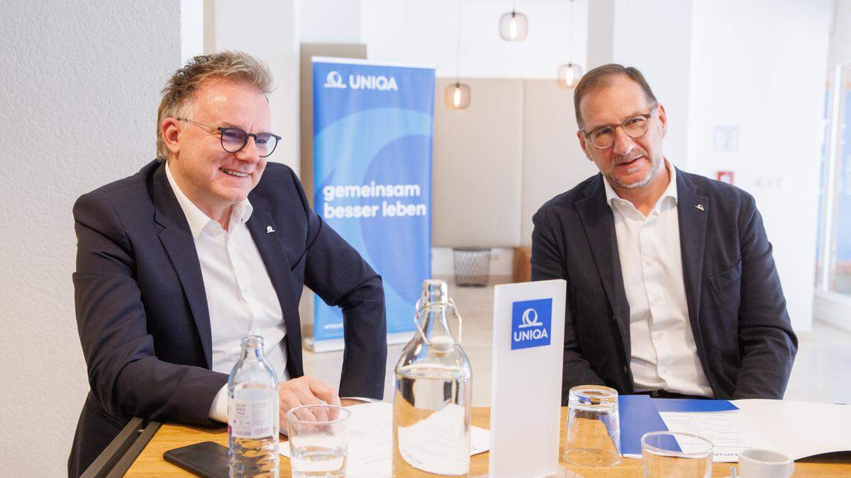 Uniqa-Vorstand Peter Humer und Landesdirektor Johannes Rumpl (von links)