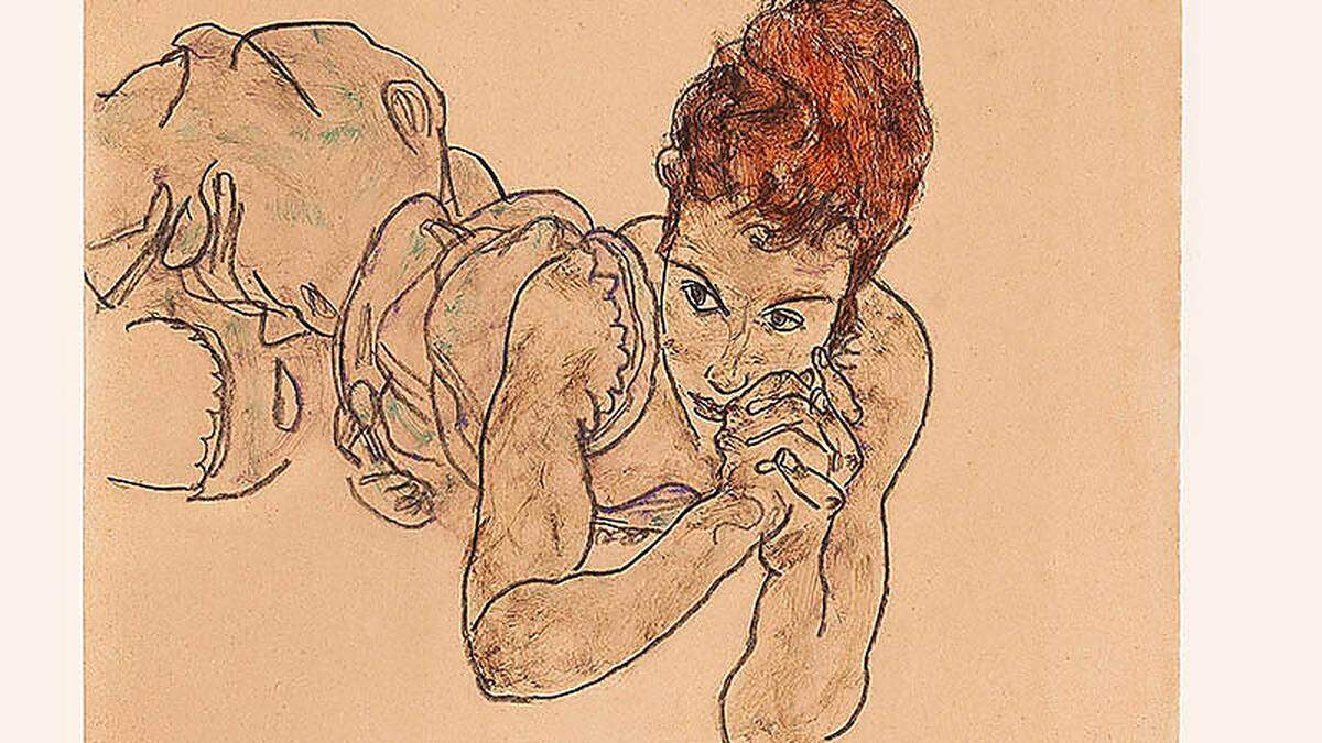 &quot;Liegendes Mädchen&quot; von Egon Schiele