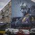Ein Graffiti in Kiew zeigt einen ukrainischen Kampfpiloten