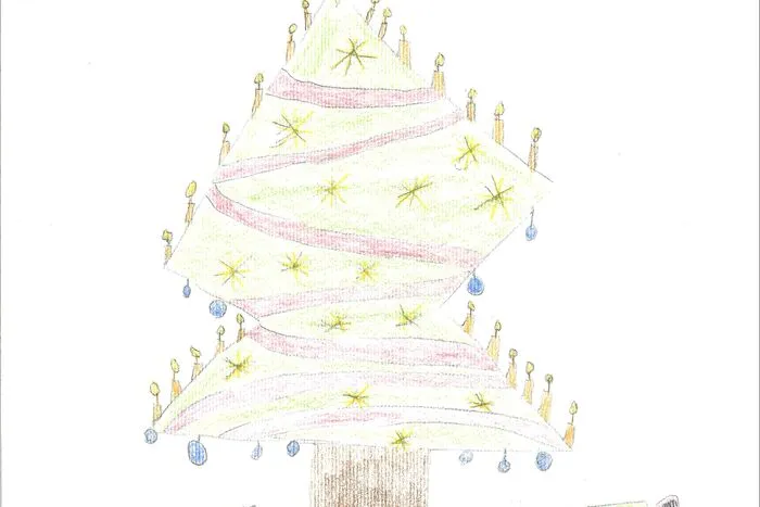 Magdalena Lauchard, neun Jahre aus Techelsberg. Die Künstlerin hat einen bunt geschmückten Christbaum gezeichnet.