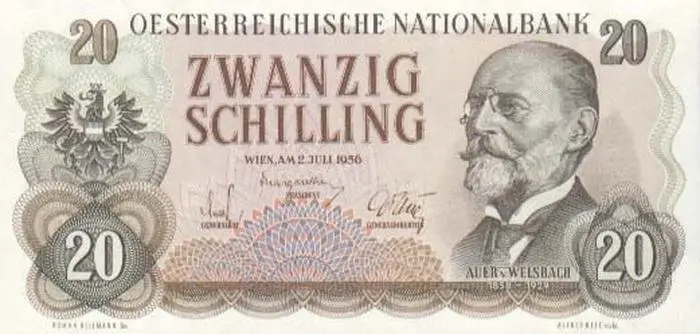 Treibacher-Gründer Auer von Welsbach auf dem Zwanzig-Schilling-Schein