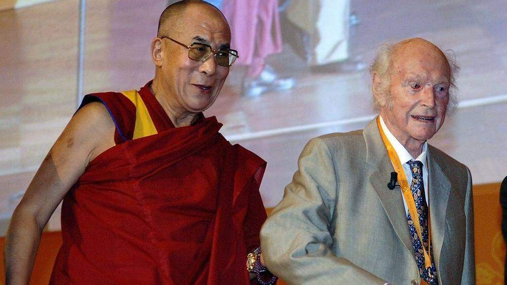Der 2006 verstorbene Heinrich Harrer (rechts) mit Dalai Lama 