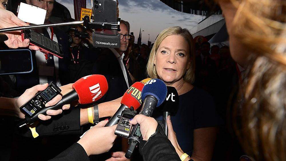 Mutmaßliche Siegerin Magdalena Andersson nach der Wahl