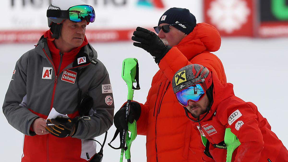 Erfolgreiches Trio: Michael Pircher, Ferdinand Hirscher und Marcel Hirscher