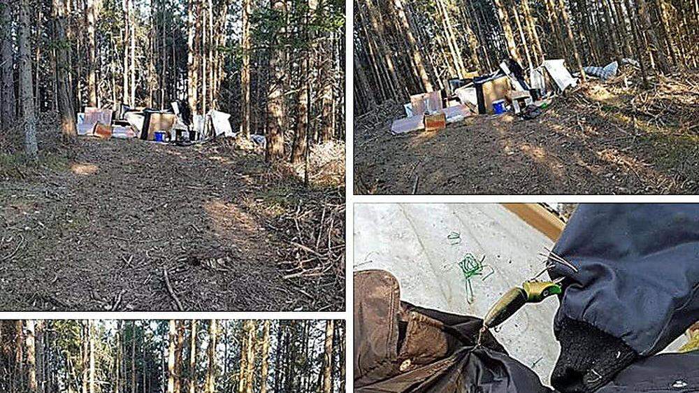 Bilder von der illegalen Ablagerung im Wald