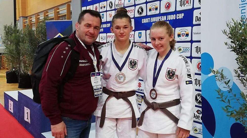 Judo-Erfolgstrio: Norbert Wiesner, Lisa Tretnjak und Verena Hiden