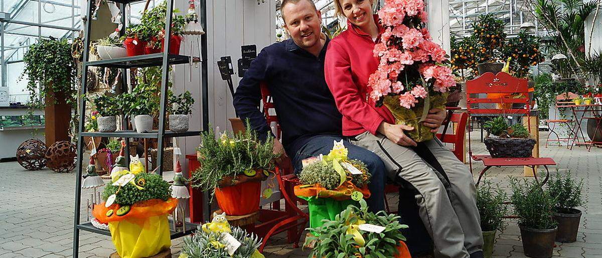 Christian und Sabine Sattler von der Erlebnisgärtnerei Sattler in Völkermarkt sind in Frühlingsstimmung
