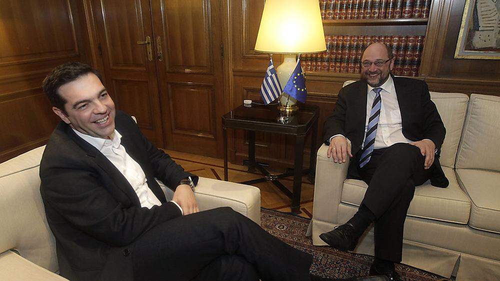 Gelockerte Stimmung bei Tsipras und Schulz