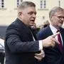 Czech Prime Minister Petr Fiala right and Slovak PM Robert Fico left are seen during the meeting of PM s from Visegrad Four V4 countries, in Prague, Czech Republic, on February 27, 2024. CTKxPhoto/OndrejxDeml CTKPhotoP2024022703891 PUBLICATIONxNOTxINxCZExSVK CTKPhotoP2024022703891