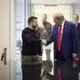 September 27, 2024, New York, Ny, United States of America: Former U.S President Donald Trump, right, shakes hands with Ukrainian President Volodymyr Zelenskyy, left, following their meeting at Trump Tower, September 27, 2024 in New York City, New York. New York United States of America - ZUMAp138 20240927_zaa_p138_005 Copyright: xUkrainexPresidency/UkrainianxPrex