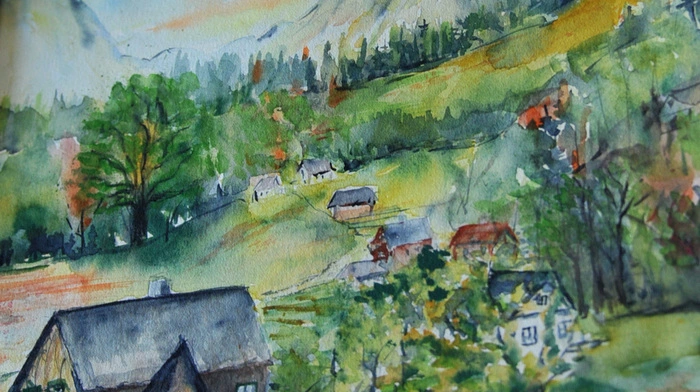 Aus dem Gedächtnis gemalt: Die Siedlung, in der Bruni Neuper in Bad Aussee aufwuchs. Hier steht heute das Rigipswerk.