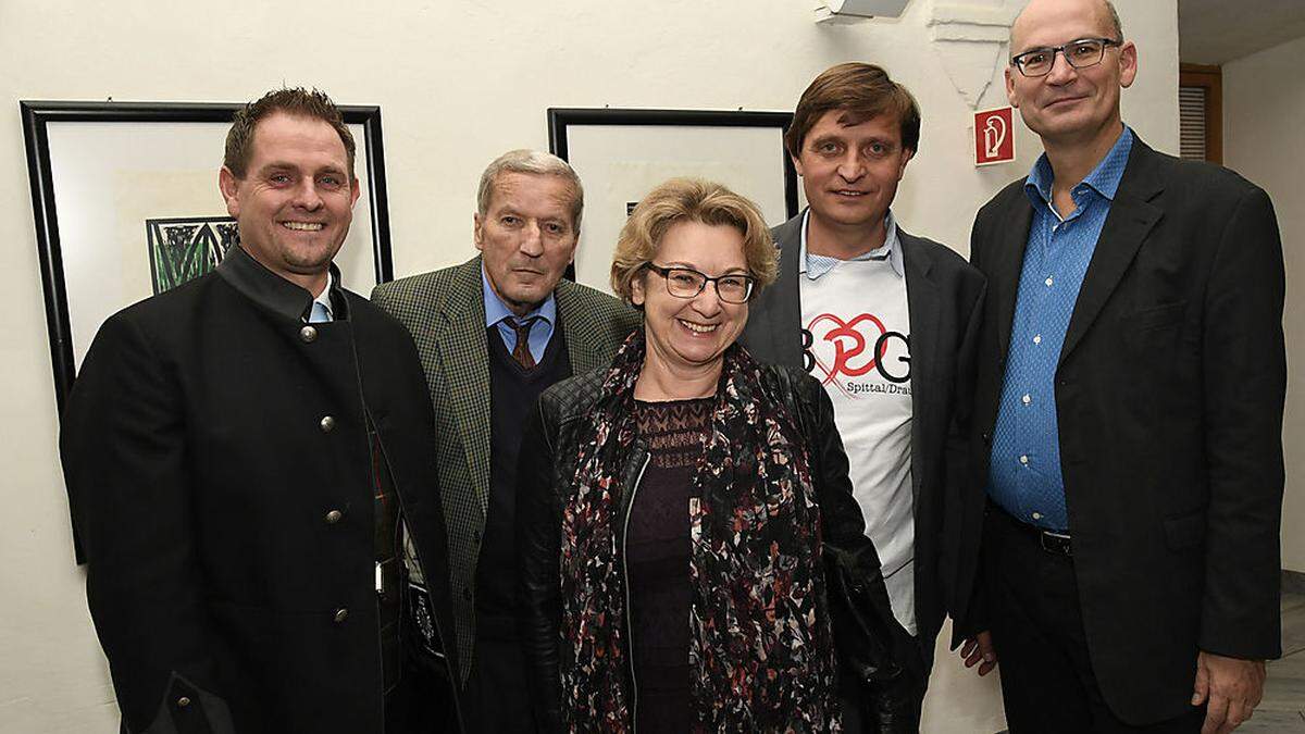 BRG Spittal feierte: Norbert Santner, Herwig Gräbner, Brigitte Poppernitsch, Alois Kichmayer und Valentin Thurn