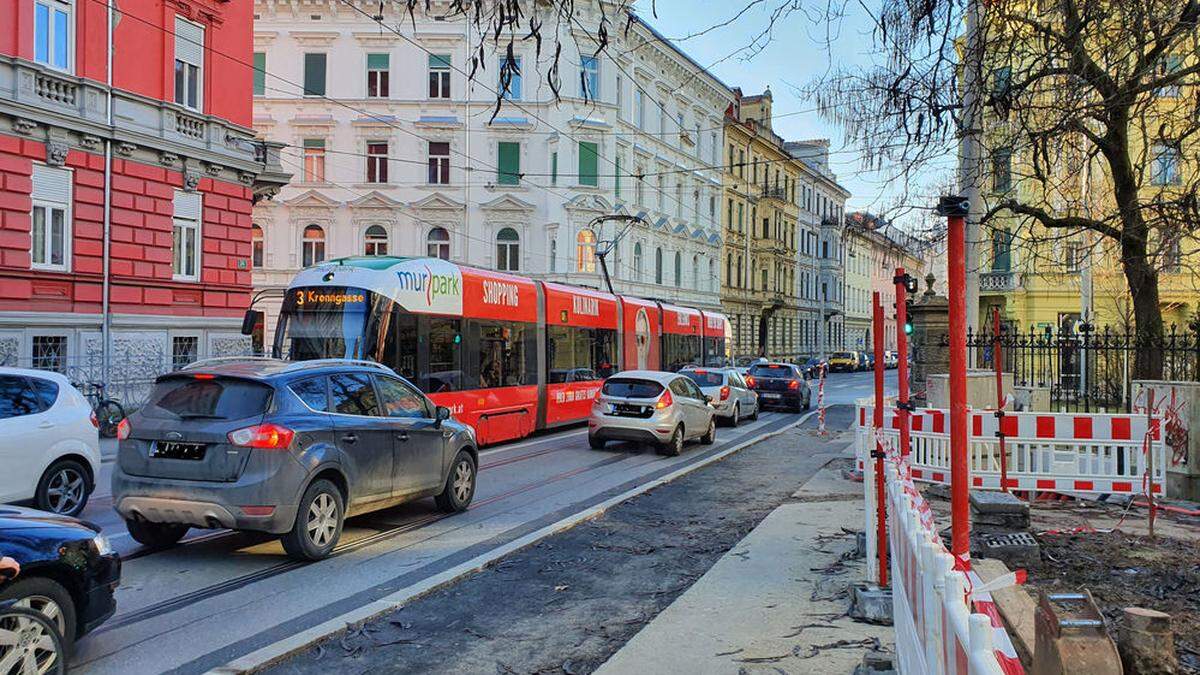 Baustelle Ecke Sparbersbachgasse/Mandellstraße 